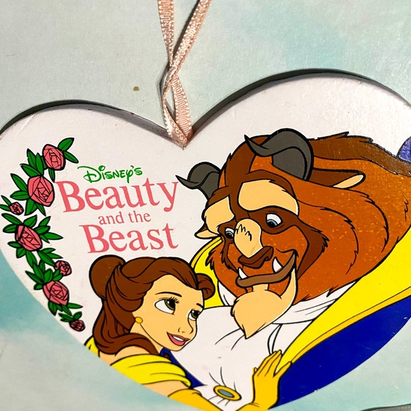 DISNEY’S BEAUTY & THE BEAST VTG 90s KURT ADLER WOODEN HANDCRAFTED XMAS ORNAMENTS - Picture 11 of 16